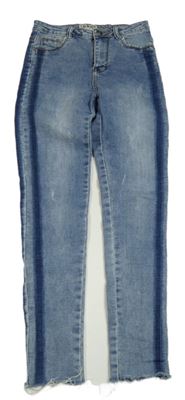 Modré skinny rifle s pruhy 