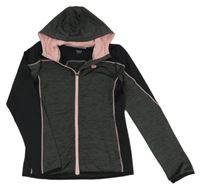 Sivo-čierno-ružová melírovaná prepínaci športová mikina s kapucňou zn. Manguun