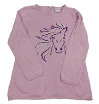 Ružový sveter s koníkem S. Oliver