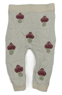 Smotanové pletené tepláky s houbami Next