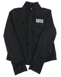 Čierna prepínaci crop športová mikina s nápisom a tanečníky