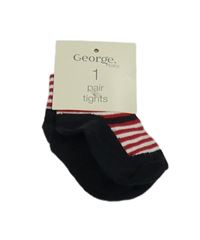 Nové - Bílo-červeno-černé pruhované punčocháče George