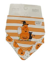 Nové - 2set - 2x Bílo-oranžový slinták s dýněmi Dunnes Stores 