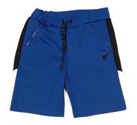 Tmavomodro-černo-bílé sportovní kraťasy 