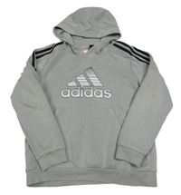 Světlešedo-černá mikina s logem a kapucí Adidas