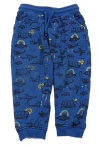 Tmavomodré tepláky s auty a letadly Matalan