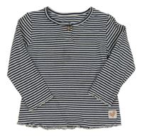 Bílo-tmavomodré pruhované žebrované triko M&S