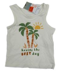 Nové - Bílé tílko s palmami Primark