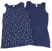 2set - 2x košilka - tmavomodrá + tmavomodrá s hviezdami Page one young