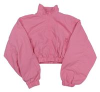 Růžová šusťáková lehce zateplená crop bunda New Look
