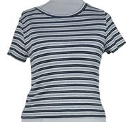 Dámske sivo-čierne prúžkované rebrované crop tričko H&M