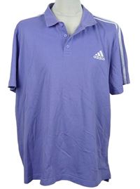 Pánské fialové polo tričko s pruhy Adidas 