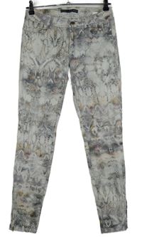 Dámske sivo-béžové vzorované skinny nohavice Zara
