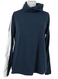 Dámska tmavomodro-biela fleecová mikina s kominovým golierom Crane