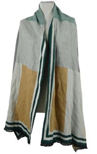 Dásmká zeleno-šedo-béžová kostkovaná šála 