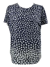 Dámská tmavomodro-bílá srdíčkovaná halenka s volánky M&S