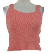 Nové - Dámský růžový pletený crop top Primark 