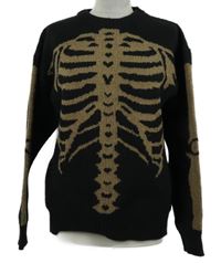 Pánsky čierno-hnedý sveter s kostrou Manfinity