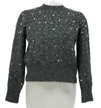 Dámský šedý crop svetr s perličkami Zara 