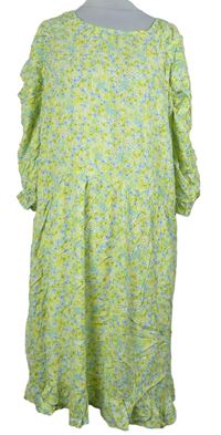 Dámské žluto-světlemodré kytičkované šaty Next 