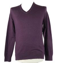 Pánsky purpurový kašmírový sveter s véčkovým výstřihem S. Oliver