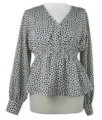 Dámská černo-bílá vzorovaná peplum halenka MissGuided 