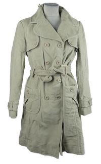 Dámský béžový semišový jarní kabát s páskem 