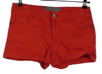Dámske červené elastické rifľové kraťasy Denim