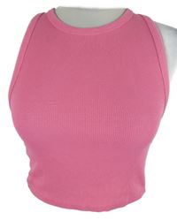 Dámský růžový žebrovaný crop top 
