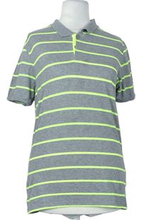 Pánske sivo-neónově zelené pruhované polo tričko Topman
