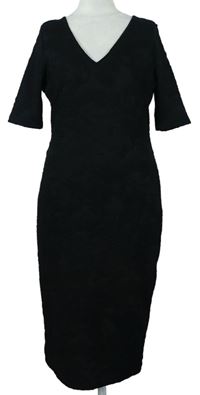 Dámske čierne vzorované midi šaty zn. M&S