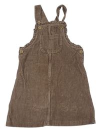 Hnedé menšestrové na traké šaty s vreckom Nutmeg