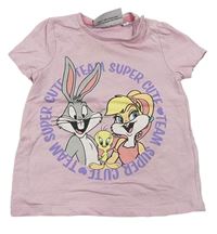 Svetloružové tričko s Looney Tunes