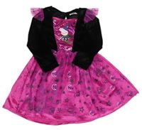 Koytým - Čierno-ružové sametovo-tylové šaty s Peppa Pig