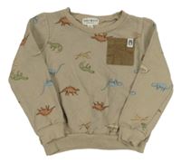 Béžová mikina s dinosaurami