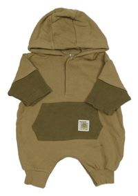 Béžovo-khaki tepláková kombinéza s vreckom a kapucňou Next