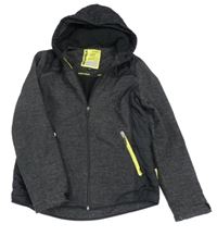 Čierna melírovaná softshellovo/šusťáková podšitá bunda s kapucňou C&A