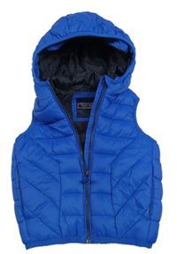Modrá šusťáková zateplená vesta s kapucí Next
