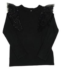 Čierne tričko s volánikom H&M