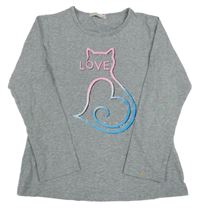 Sivé tričko s mačkou