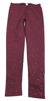 Vínové třpytivé zateplené legíny Yigga