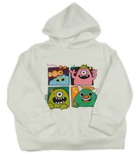 Biela mikina s príšerkami a kapucňou Shein