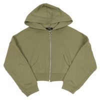 Khaki prepínaci crop mikina s kapucňou New Look