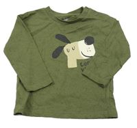 Khaki melírované triko s pejskem F&F