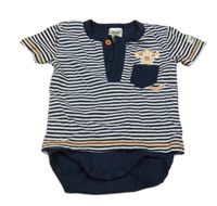 Modro-bílé tričko se všitým body s tygříkem Disney