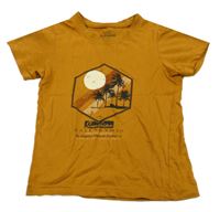 Hnedo-oranžové tričko s palmami