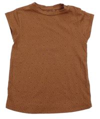 Hnedé tričko s bodkami a třešněmi