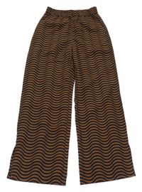 Hnedo-červené vzorované ľahké culottes nohavice H&M