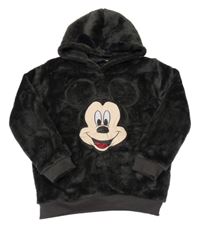 Antracitová chlpatá mikina s Mickeym a kapucňou