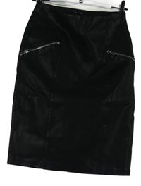 Dámská černá koženková pouzdrová sukně se zipy New Look